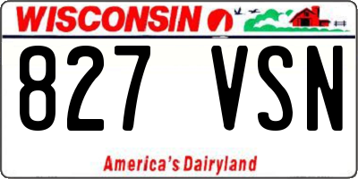 WI license plate 827VSN
