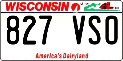 WI license plate 827VSO