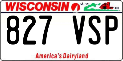 WI license plate 827VSP