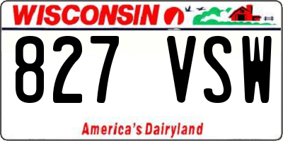 WI license plate 827VSW