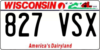WI license plate 827VSX