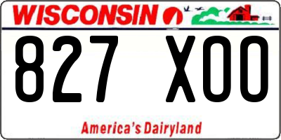 WI license plate 827XOO