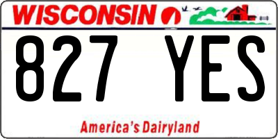 WI license plate 827YES
