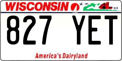 WI license plate 827YET