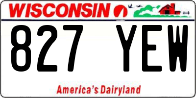 WI license plate 827YEW