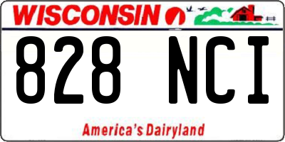 WI license plate 828NCI