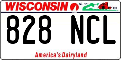 WI license plate 828NCL