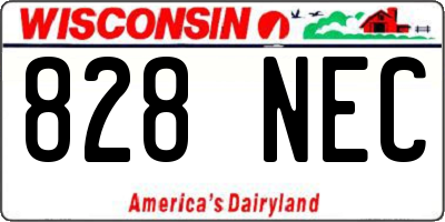 WI license plate 828NEC