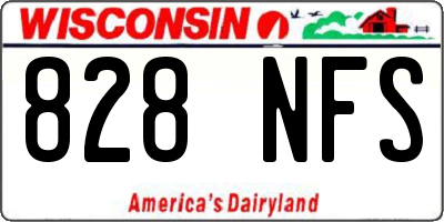 WI license plate 828NFS