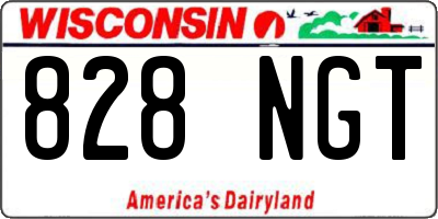 WI license plate 828NGT