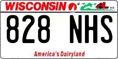 WI license plate 828NHS