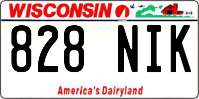 WI license plate 828NIK