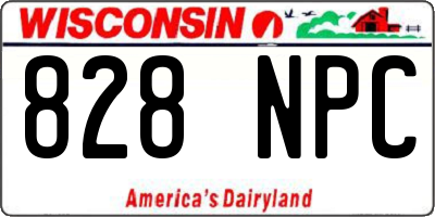 WI license plate 828NPC