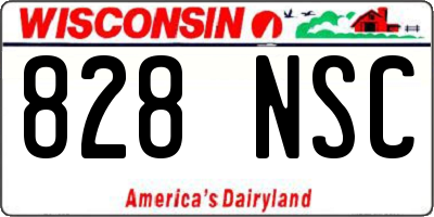 WI license plate 828NSC