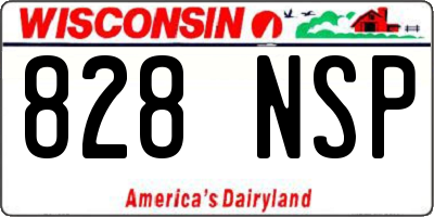 WI license plate 828NSP