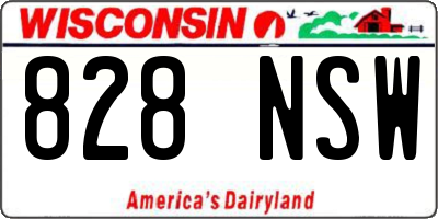WI license plate 828NSW