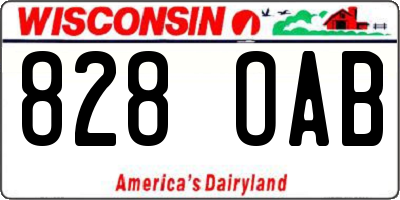 WI license plate 828OAB