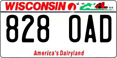 WI license plate 828OAD