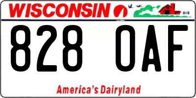 WI license plate 828OAF