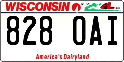 WI license plate 828OAI