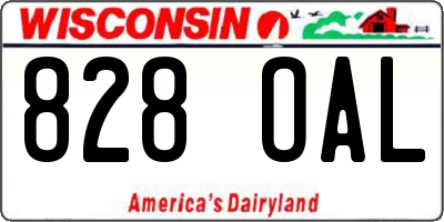 WI license plate 828OAL