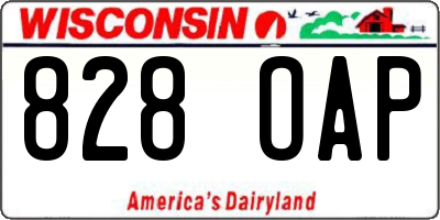 WI license plate 828OAP