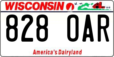 WI license plate 828OAR