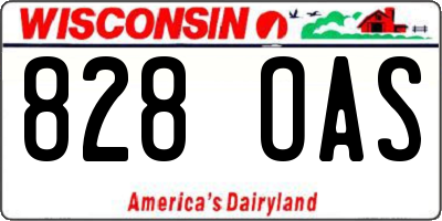 WI license plate 828OAS