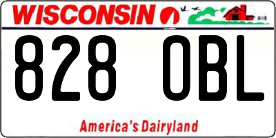 WI license plate 828OBL