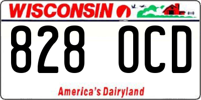 WI license plate 828OCD