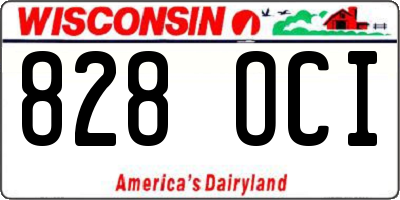 WI license plate 828OCI