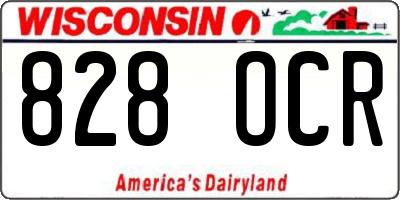 WI license plate 828OCR
