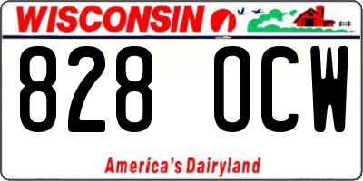 WI license plate 828OCW