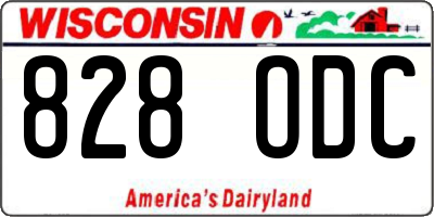 WI license plate 828ODC