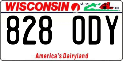WI license plate 828ODY
