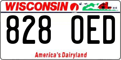 WI license plate 828OED