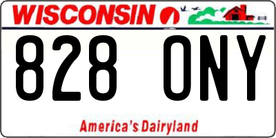 WI license plate 828ONY