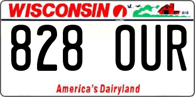 WI license plate 828OUR