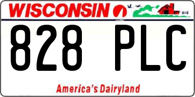 WI license plate 828PLC