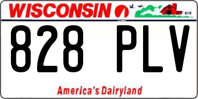 WI license plate 828PLV