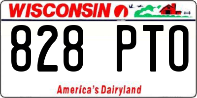 WI license plate 828PTO