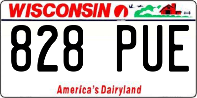 WI license plate 828PUE