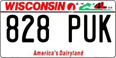 WI license plate 828PUK