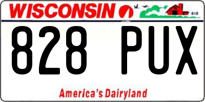 WI license plate 828PUX