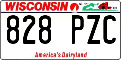 WI license plate 828PZC