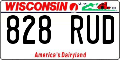 WI license plate 828RUD