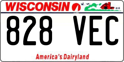 WI license plate 828VEC