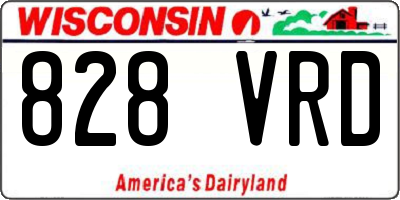 WI license plate 828VRD