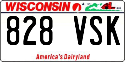 WI license plate 828VSK