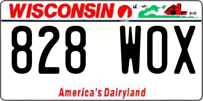 WI license plate 828WOX